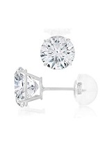 elegant lovely round cz white gold baby earrings